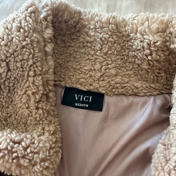 Vici Plush Tan Sherpa Coat - Picture 3 of 5